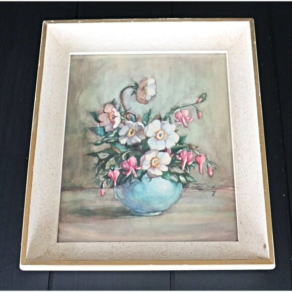Framed Flower Prints 2 Countess Zichy Vintage 1960's Wood Frame - Picture 3 of 5